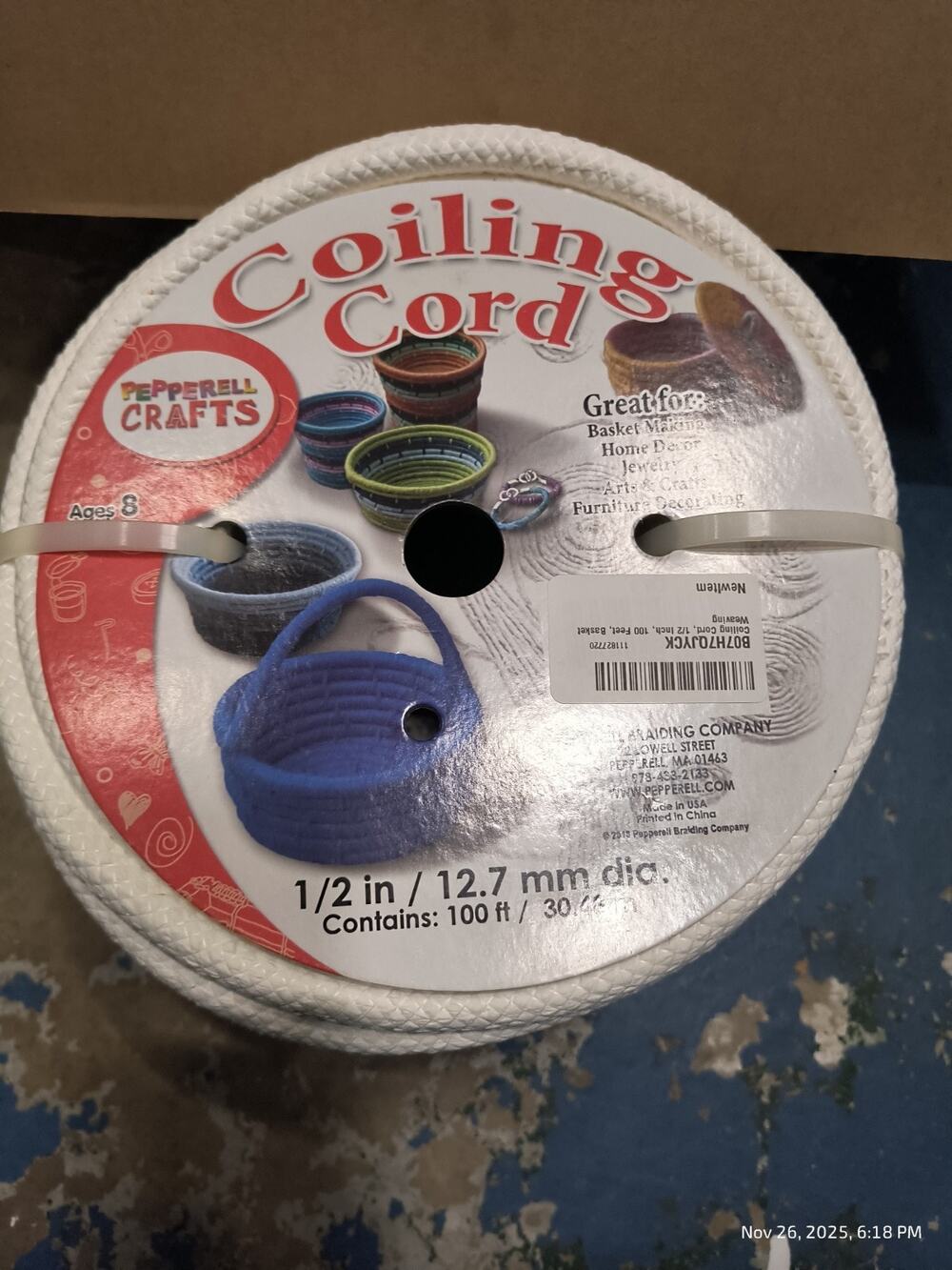Craft Coiling Cord – 1/2 Inch (12.7mm) – Decoration Basket Making (100 Feet)